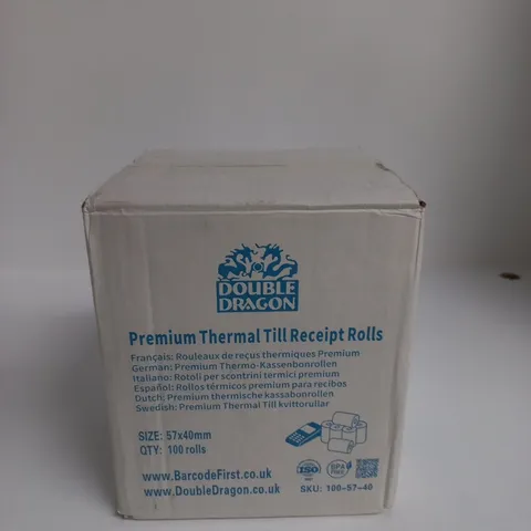 DOUBLE DRAGON PREMIUM THERMAL TILL RECEIPT ROLLS 57X40MM – PACK OF 100