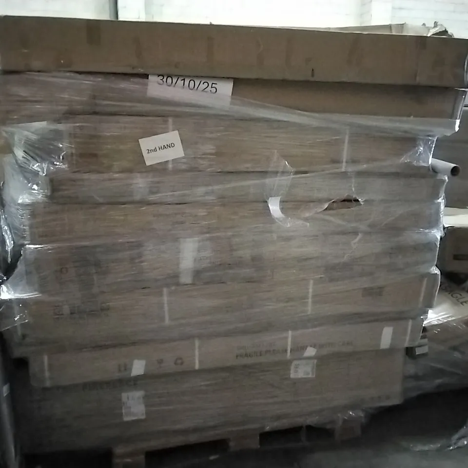PALLET OF ASSORTED PRODUCTS AND HOUSEHOLD GOODS TO INCLUDE;ELECTRIC FIREPLACE,GREENHOUSE,ROOMDIVIDER