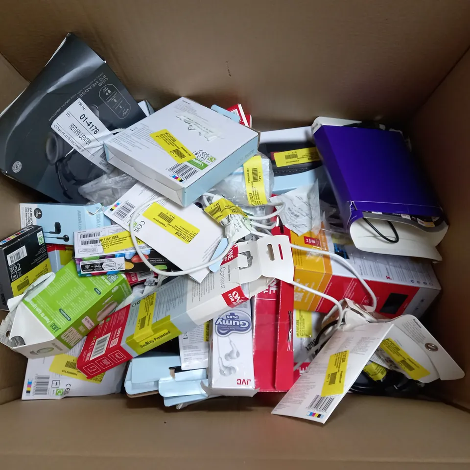 BOX OF APPROX 30 ASSORTED ITEMS TO INCLUDE - ONE FOR ALL SV9015 AERIAL - ONE FOR ALL CONTOUR REMOTE - PERSONAL CD PLAYER ECT