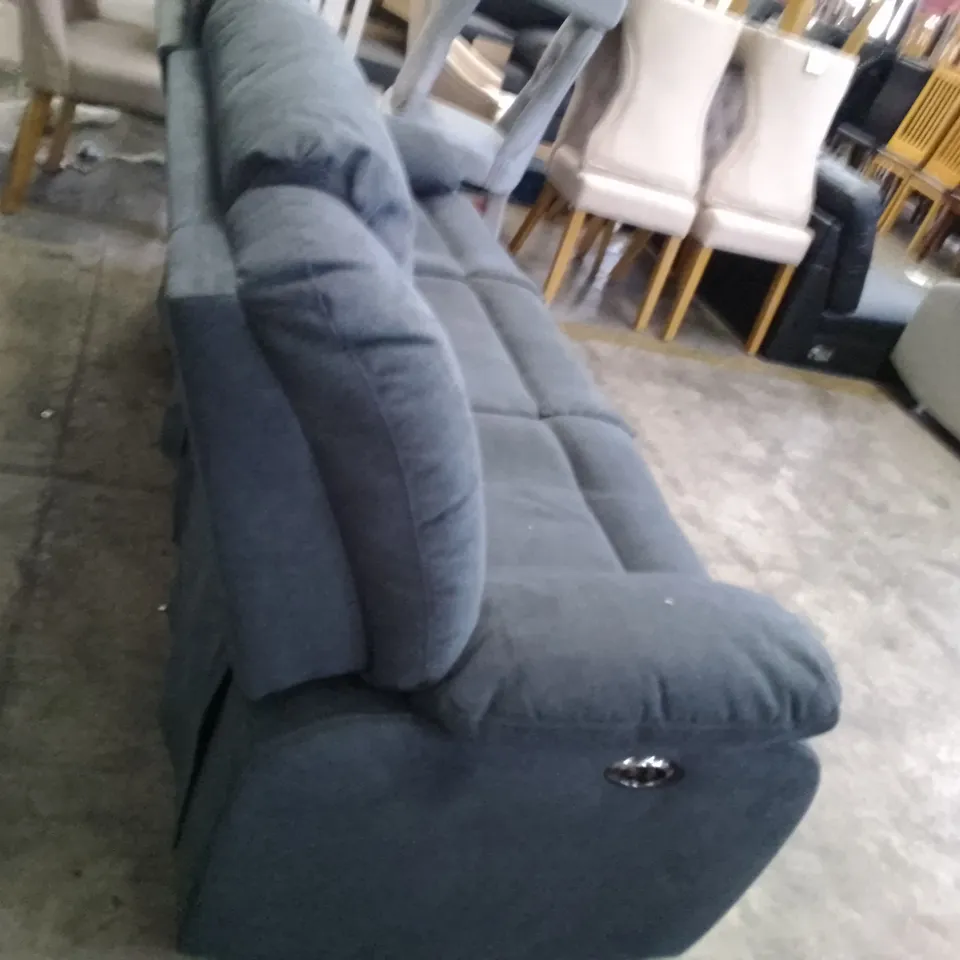 QUALITY DESIGNER SORRENTO 3 SEATER ELECTRIC RECLINER SOFA - SLATE GREY PLUSH FABRIC