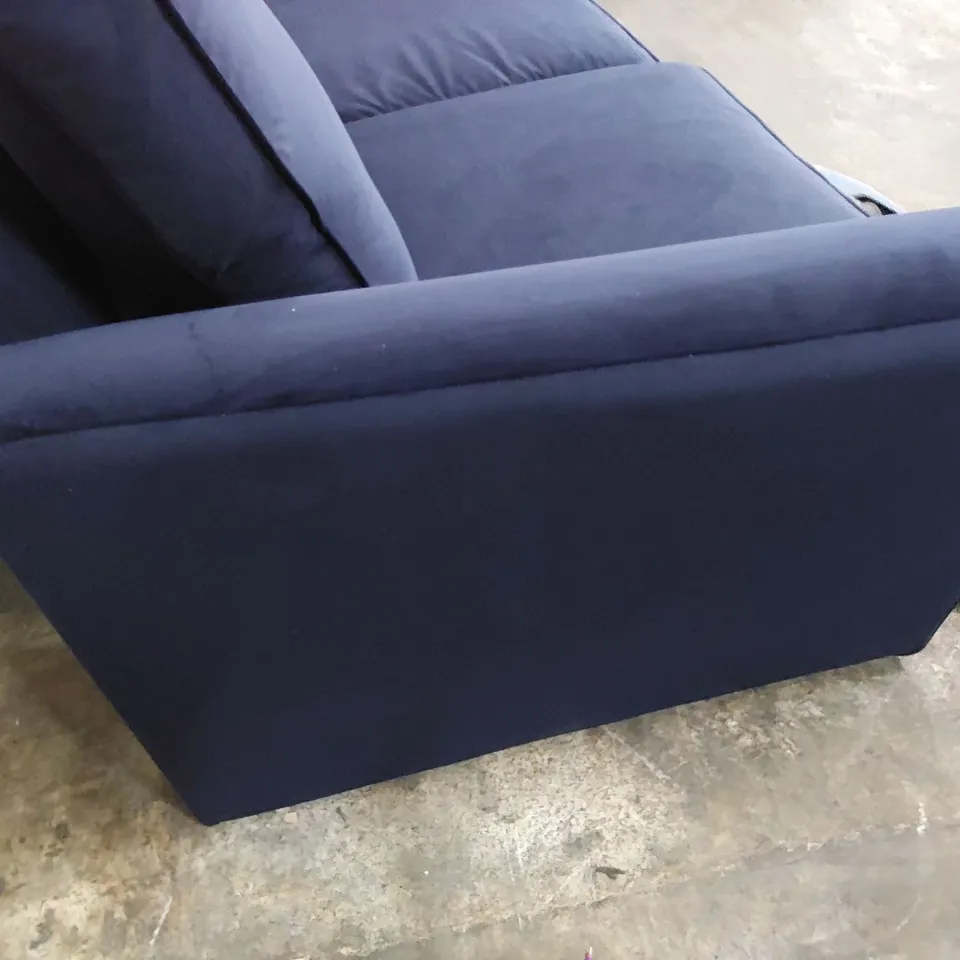 DESIGNER METAL ACTION SOFA BED PLUSH BLUE FABRIC 