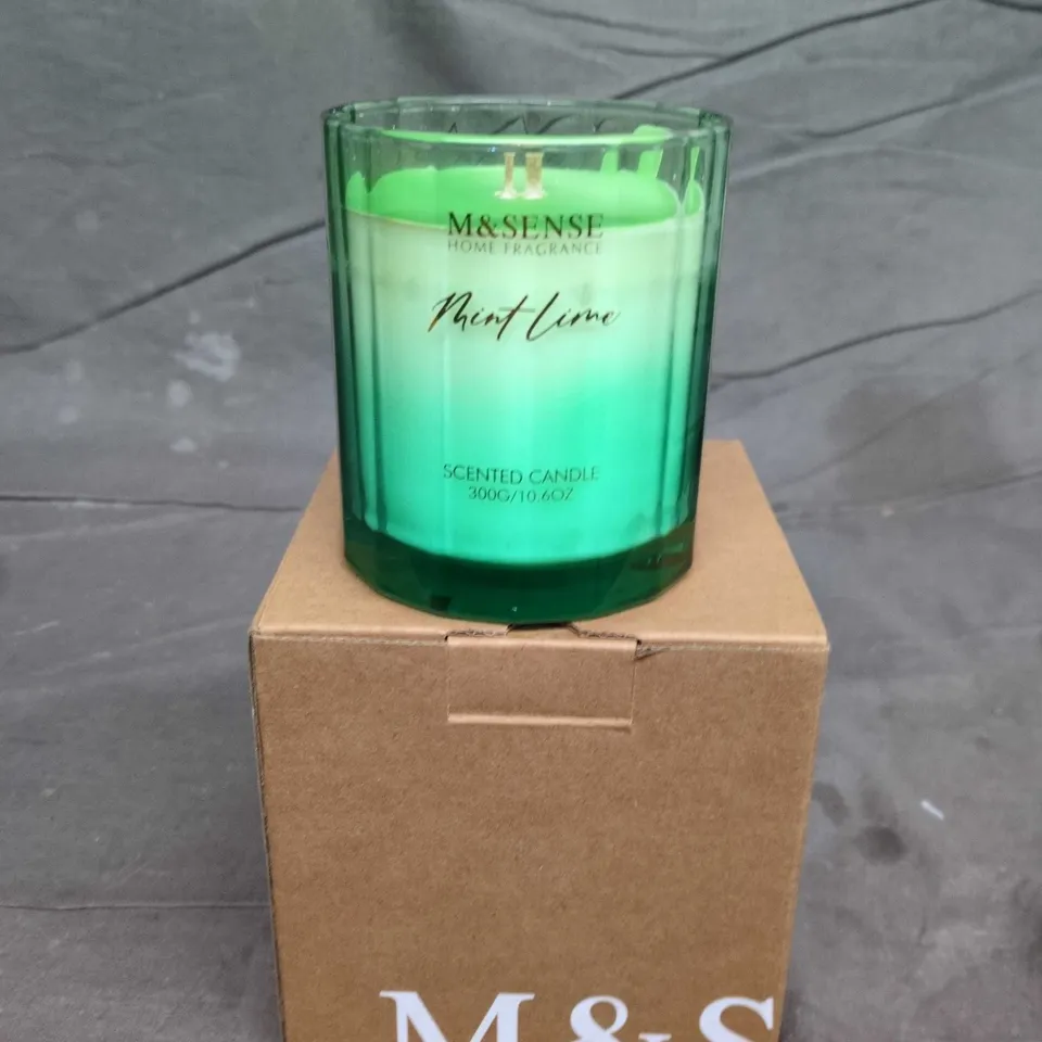 M&S MINT LIME SCENTED CANDLE – 500G, GREEN GLASS JAR