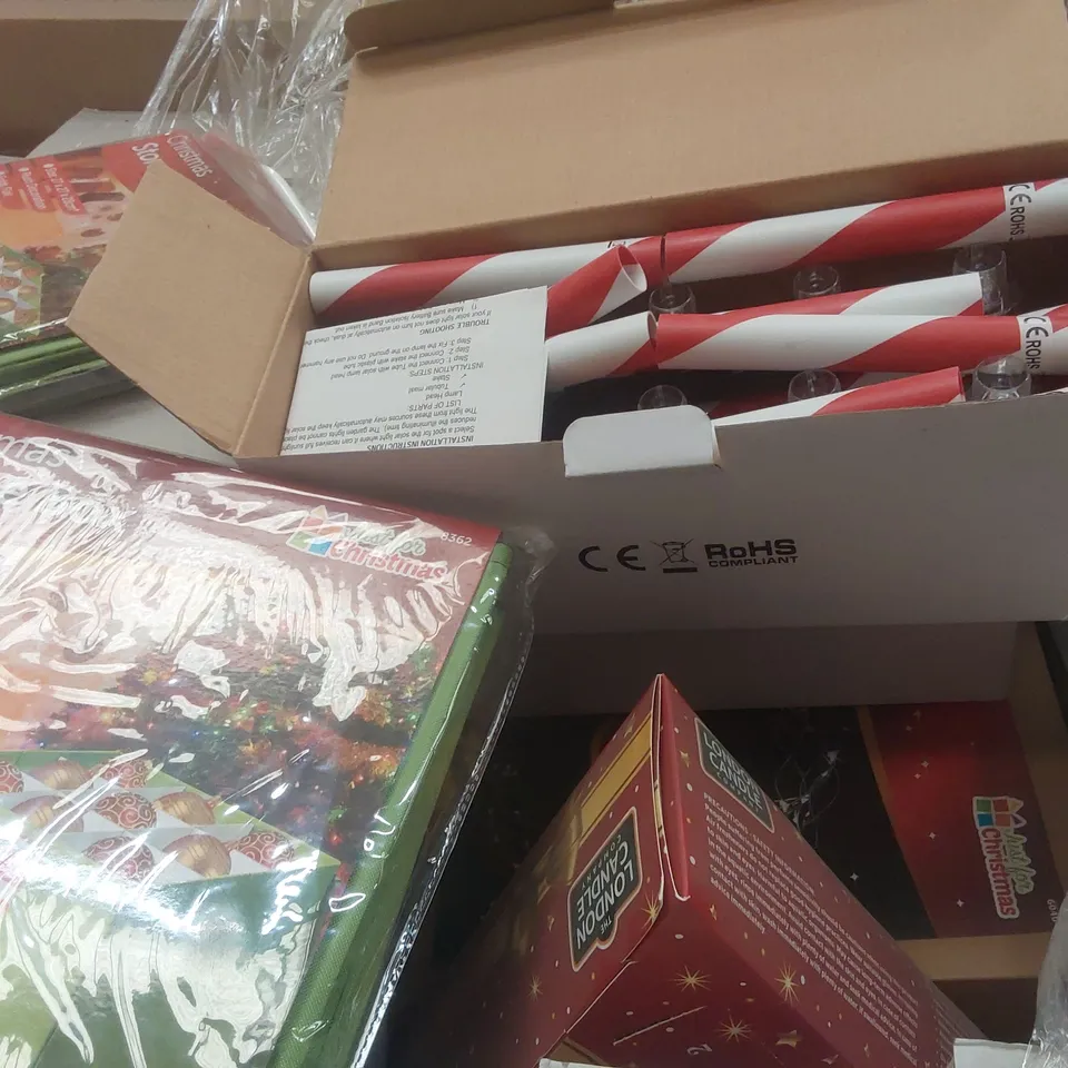 PALLET CONTAINING A VERY LARGE QUANTITY OF ASSORTED ITEMS INCLUDING: CHRISTMAS STORAGE BOXES, DECORATIONS, CANDLE ADVENT CALENDAR, SANTA SACKS ECT