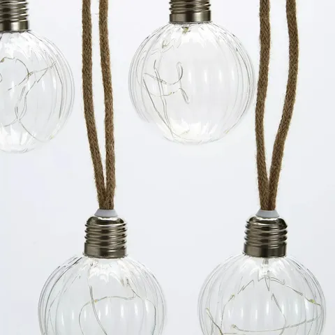 20 WARM WHITE BATTERY OPERATED OUTDOOR CHRISTMAS BULB LIGHTS ON JUTE CORD