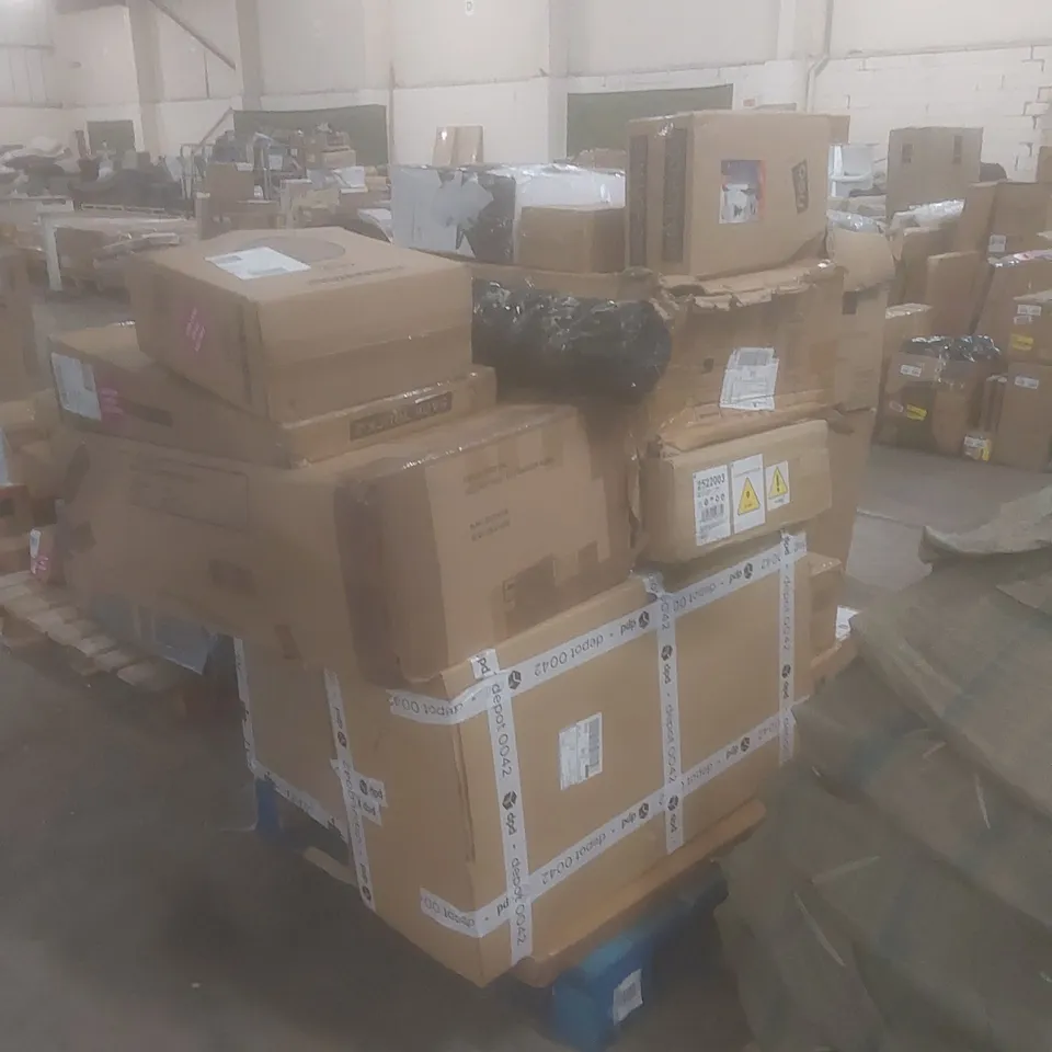PALLET OF ASSORTED HOUSEHOLD GOODS AND INCOMPLETE FURNITURE PARTS 