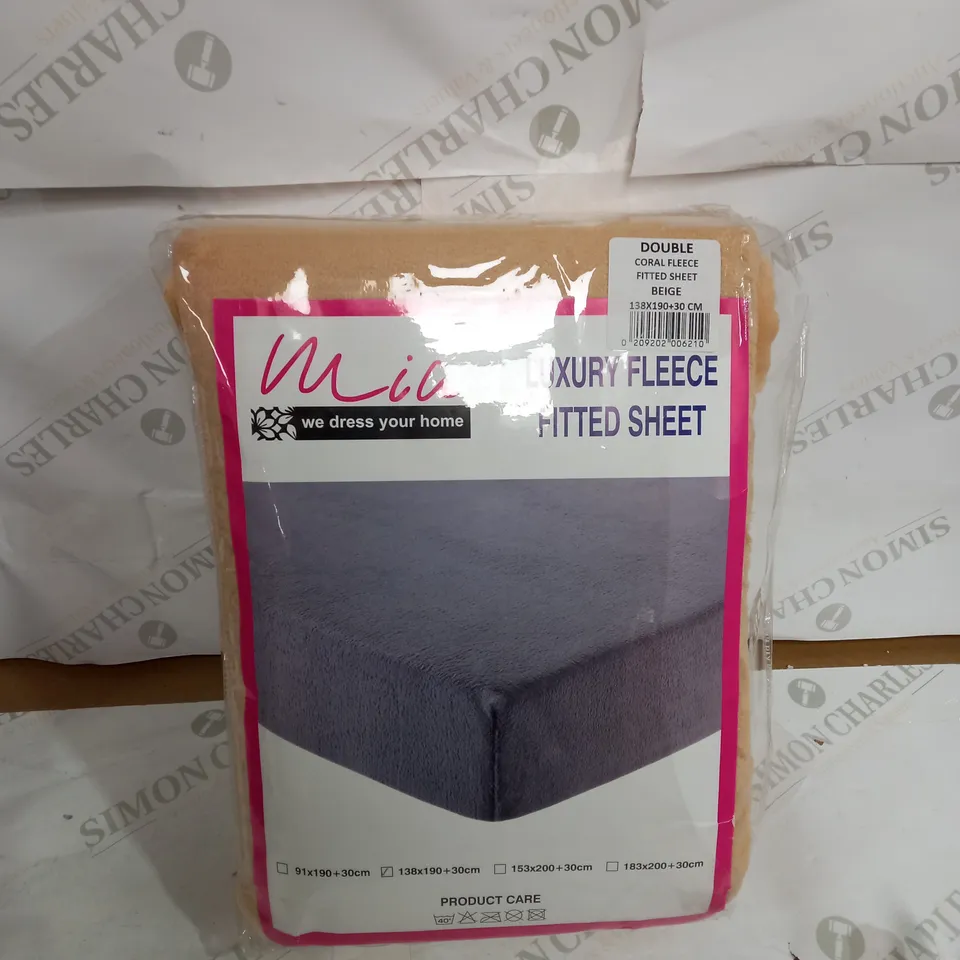 LUXURY FLEECE FITTED SHEET IN BEIGE 138X190+30CM