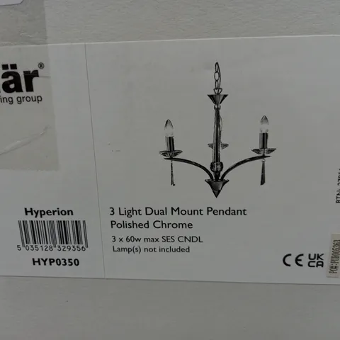 HYPERION 3 LIGHT DUAL MOUNT PENDANT POLISHED CHROME CRYSTAL