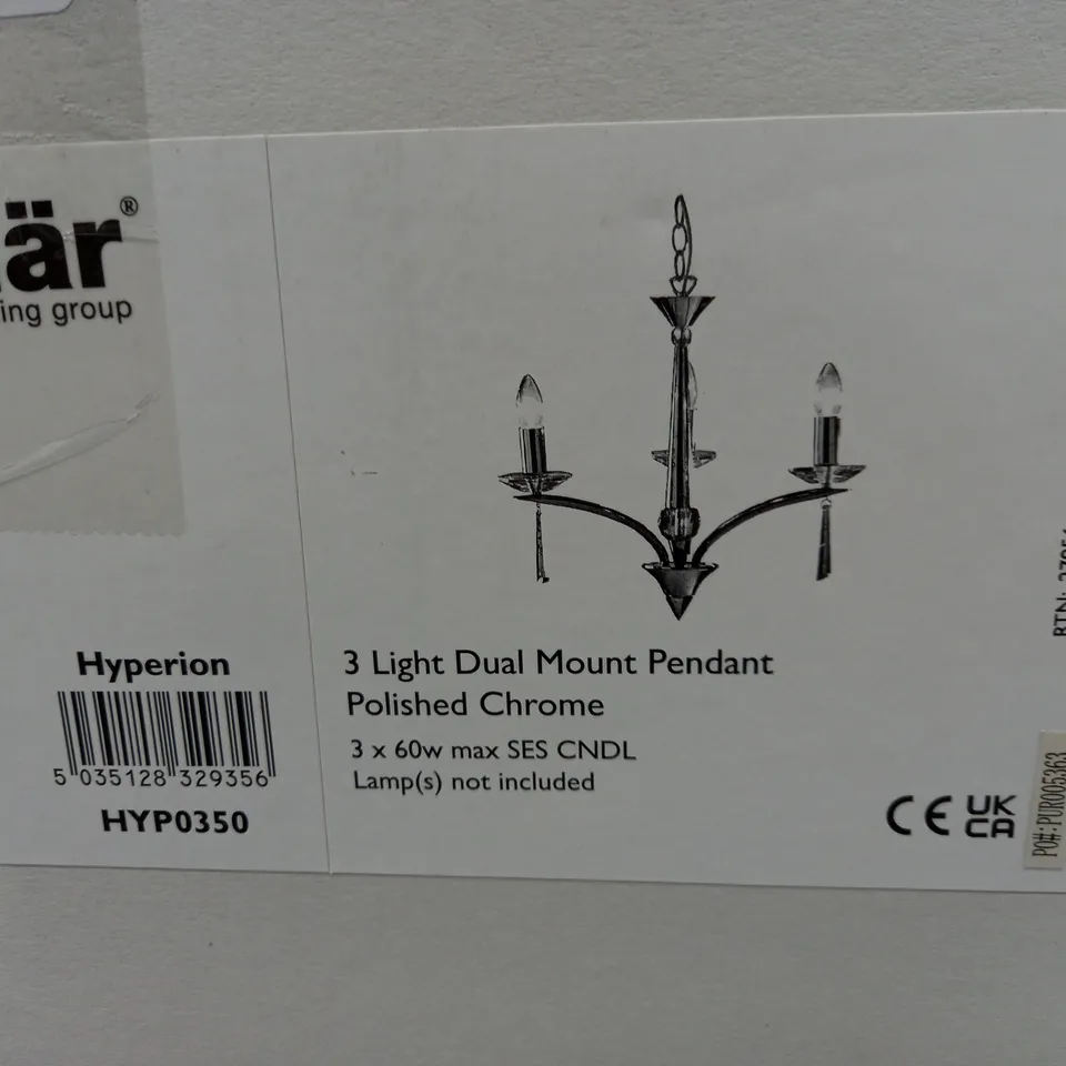 HYPERION 3 LIGHT DUAL MOUNT PENDANT POLISHED CHROME CRYSTAL