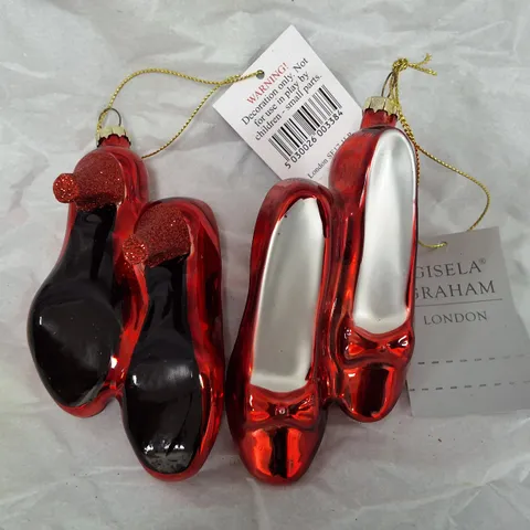 SET OF 6 GISELA GRAHAM SHOE THEMED TREE BAUBLES
