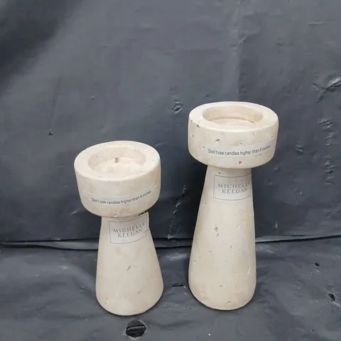 2 CONCRETE CANDLE HOLDERS 