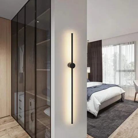 BOXED LED 1-LIGHT WALL LIGHT BLACK 100CM FLUSH MOUNTED SCONCE JALAPA