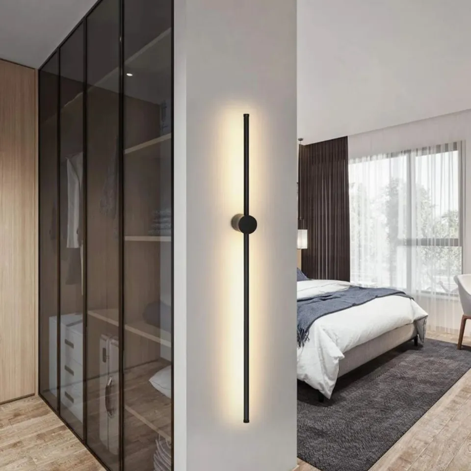 BOXED LED 1-LIGHT WALL LIGHT BLACK 100CM FLUSH MOUNTED SCONCE JALAPA