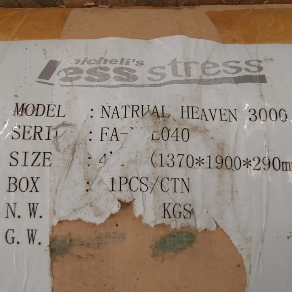 QUALITY BAGGED & ROLLED NICHELIS LESS STRESS NATURAL HAVEN 3000 DOUBLE 4'6" MATTRESS 