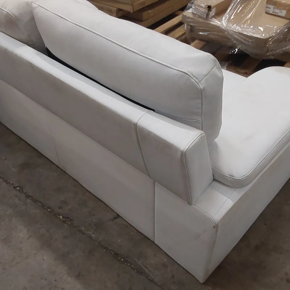 DESIGNER 2 SEATER FAUX LEATHER SOFA - WHITE