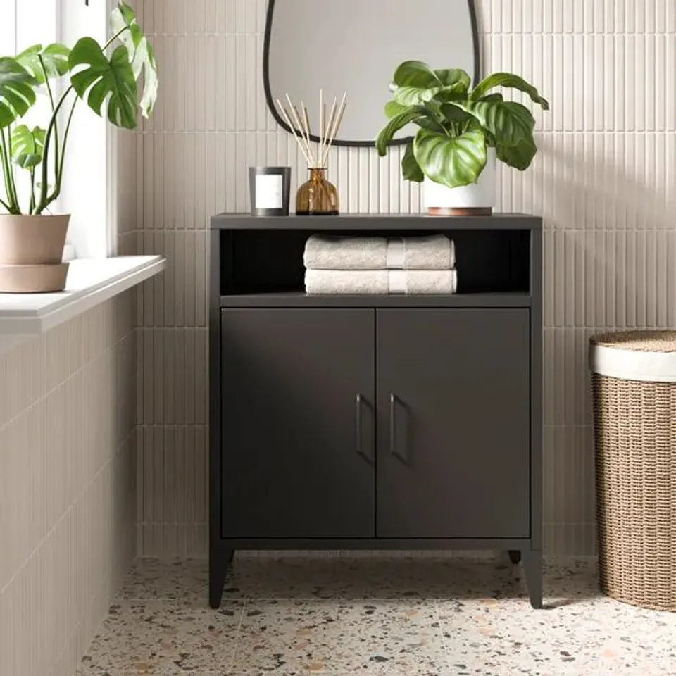 BOXED HELGA 2 DOOR CABINET - BLACK (1 BOX)