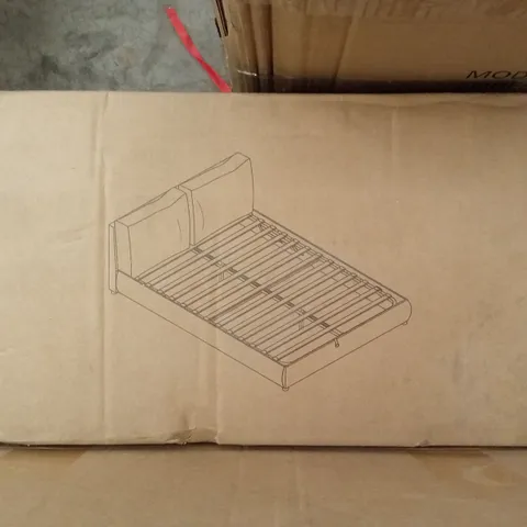 BOXED OTTOMAN BED FRAME//KING - WHITE (2 BOXES)