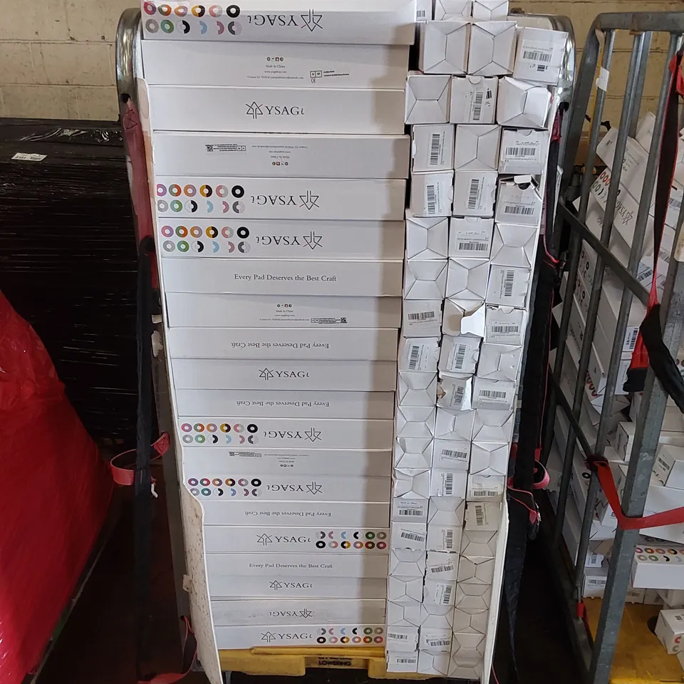 CAGE TO CONTAIN A LARGE ASSORTMENT OF BOXED YSAGI COMPUTER DESK PADS/MOUSE PADS - COLOURS MAY VARY (CAGE NOT INCLUDED)