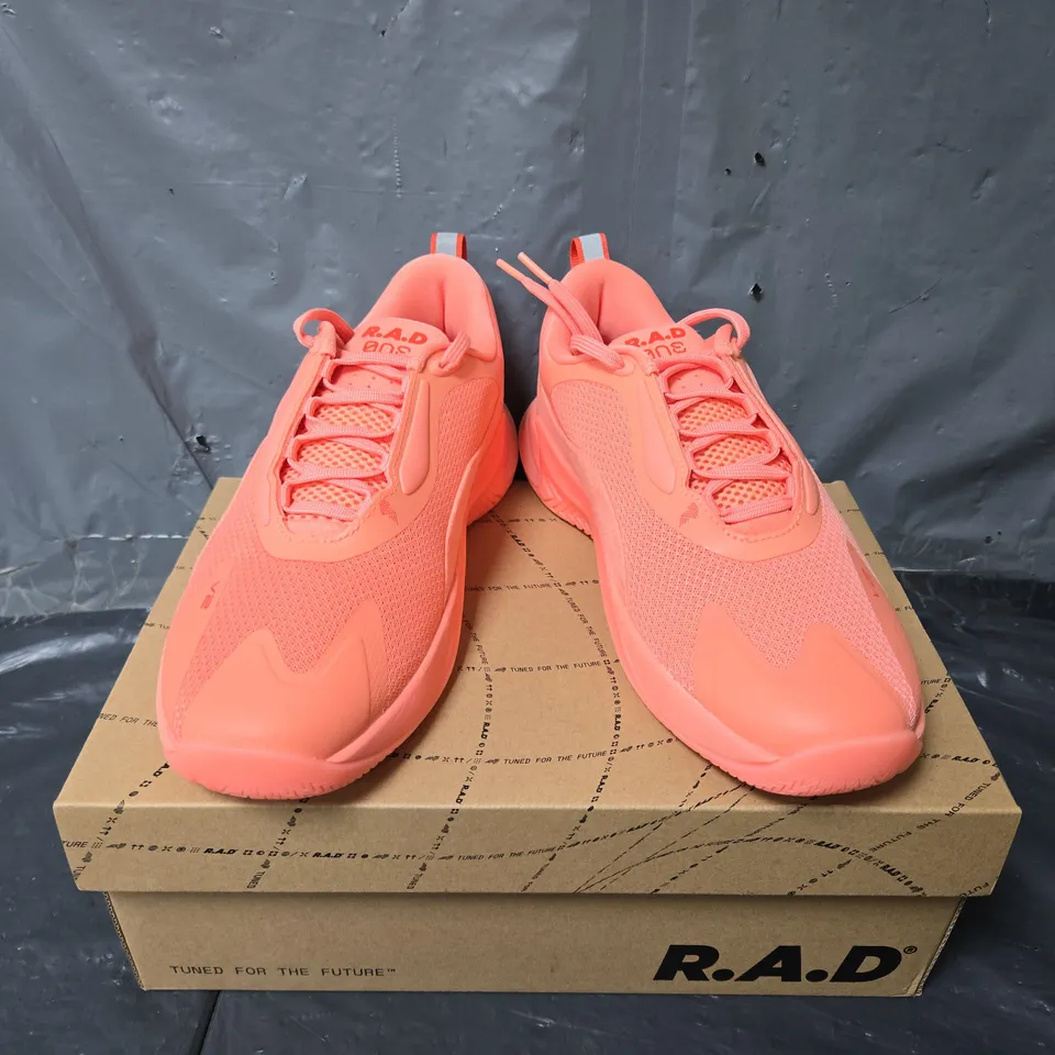 BOXED PAIR OF RAD ONE V2 TRAINERS IN ORANGE - UK 7