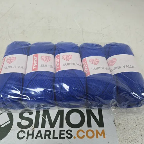 BLUE YARN SKEINS – SET OF 5 (SUPER VALUE TWIST)