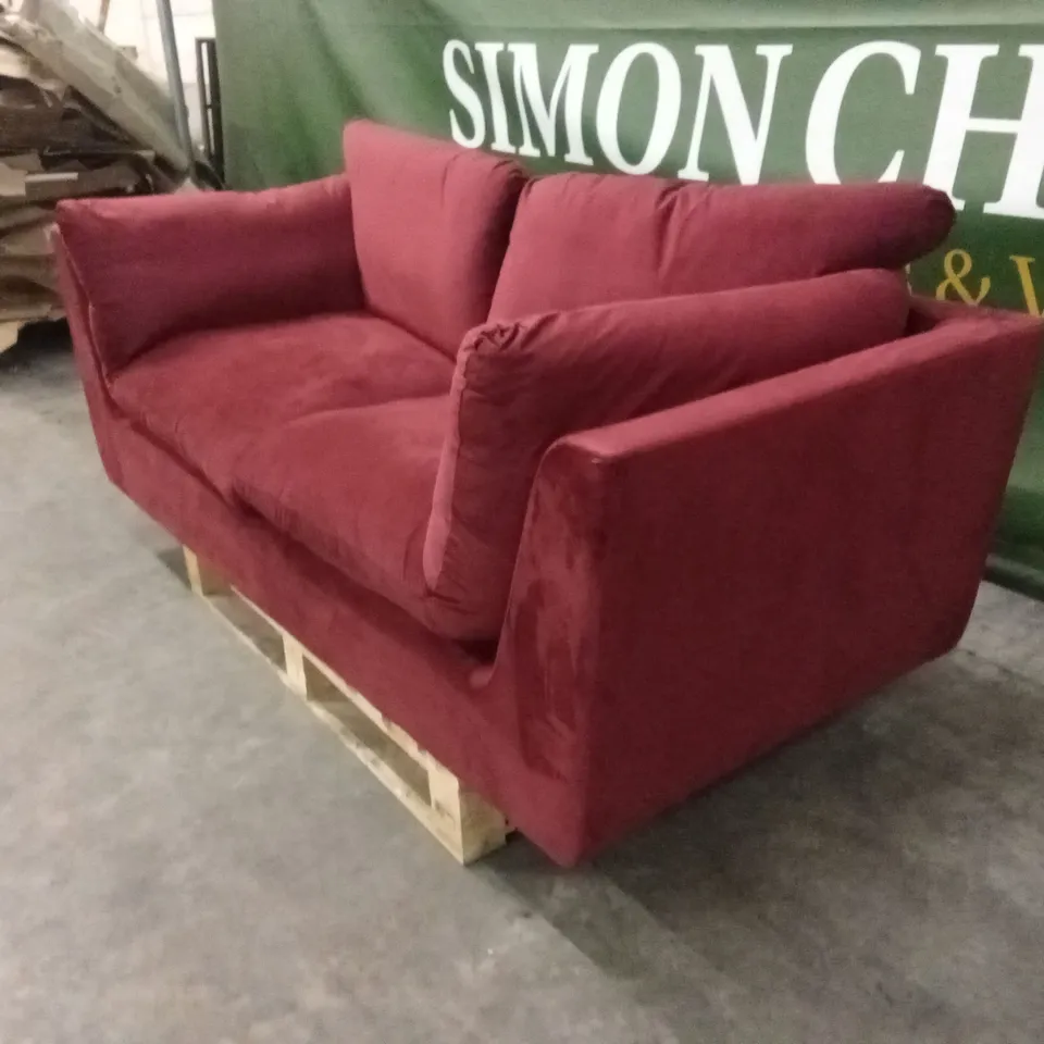QUALITY DESIGNER SOLACE+CO ORSON SOFA - BURGUNDY VELVET
