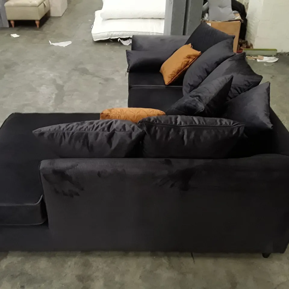 QUALITY DESIGNER CHICAGO VELVET CORNER SOFA CHAISE - DARK GREY VELVET