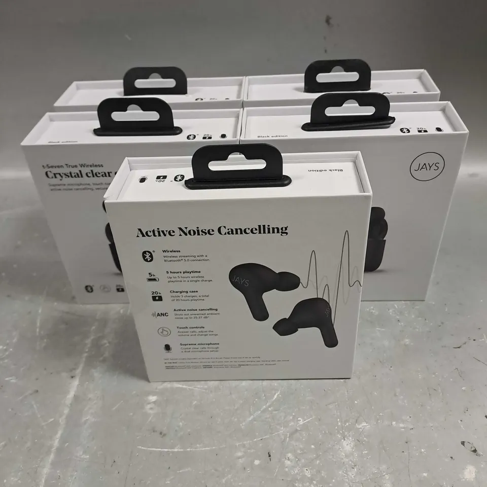 SEALED X5 JAYS T-SEVEN TRUE WIRELESS NOISE CANCELLING EARBUDS IN BLACK