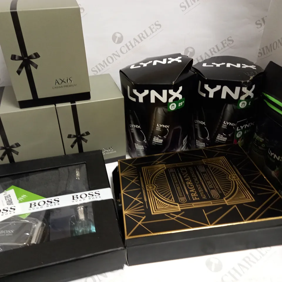 LOT OF 8 MEN'S FRAGRANCE & DEODORANT GIFT SETS, TO INCLUDE HUGO BOSS, AXIS, FEDERICO MAHORA & LYNX