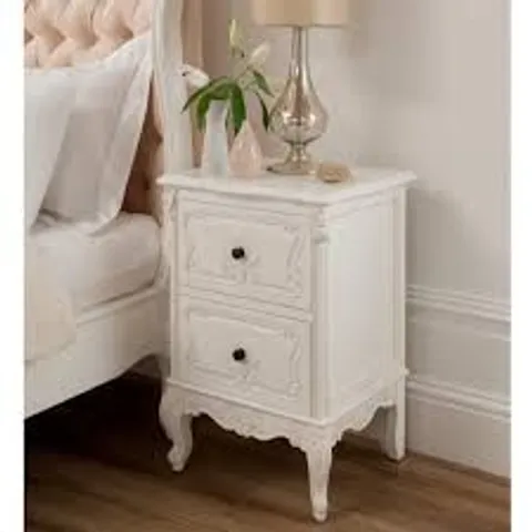 BOXED HOMES DIRECT 365 BAROQUE ANTIQUE FRENCH STYLE BEDSIDE TABLE - WHITE