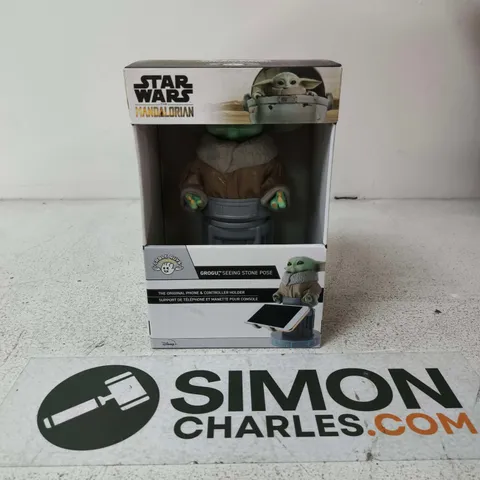 APPROXIMATELY 6 BOXED GROGU SEEING STONE POSE FIGURES– STAR WARS MANDALORIAN PHONE & CONTROLLER HOLDERS