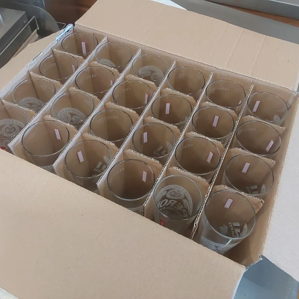 24x BOXED PERONI HALF PINT GLASSES