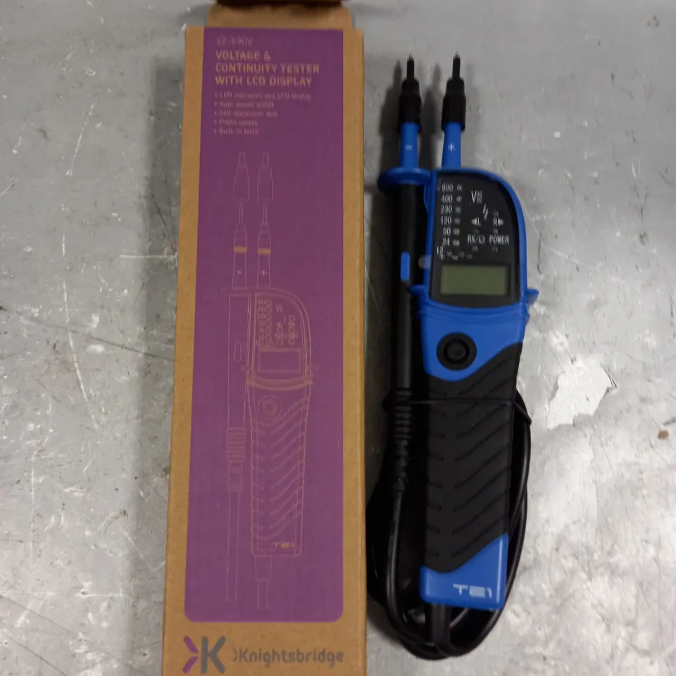 BOXED KNIGHTSBRIDGE VOLTAGE & CONTINUITY TESTER WITH LCD DISPLAY