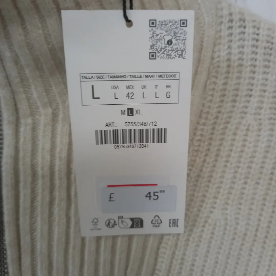 ZARA CREAM HALF ZIP JUMPER - L