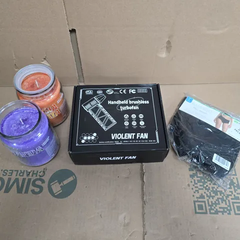 LARGE QUANTITY OF ASSORTED ITEMS TO INCLUDE LADIES BAMBOO BRIEFS, HANDHELD FAN, SCENTED CANDLES (LAVANDER & SPICY ORANGE), ETC - COLLECTION ONLY