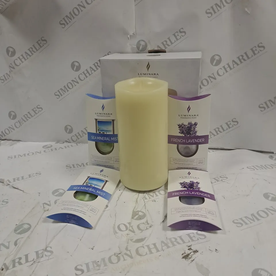 BOXED LUMINARA FRAGRANCE DIFFUSING PILLAR CANDLE 