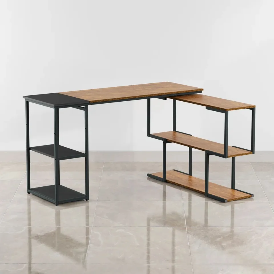 BOXED KRIMHILDE 135.5CM W L-SHAPED COMPUTER DESK 