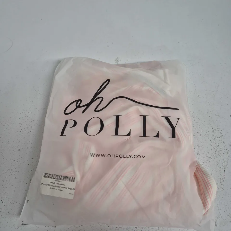 OH POLLY STRIPE PRINT MID-RISE FLARED TROUSERS – SIZE L