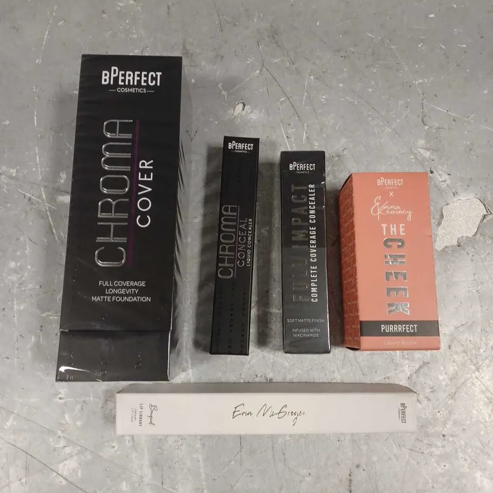 BPERFECT LOT OF 5 ASSORTED COSMETIC ITEMS TO INCLUDE - THE CHEEK PURRFECT LIQUID BLUSH - FULL IMPACT COMPLETE COVERAGE CONCEALER - CHROMA CONCEAL LIQUID CONCEALER - ETC