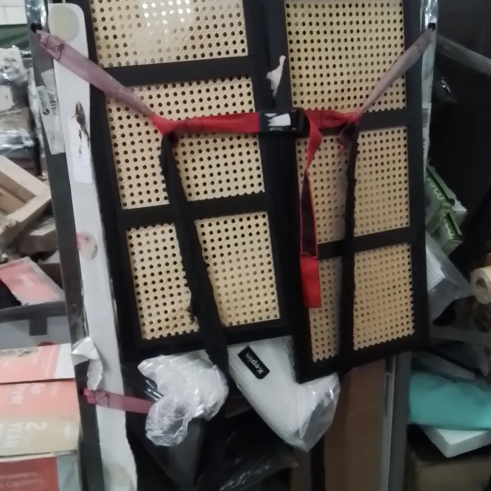 CAGE OF ASSORTED HOUSEHOLD GOODS AND PRODUCTS TO INCLUDE;SHOE RACK,YOGA MAT,RETRACTABLE SAFETY GATE 