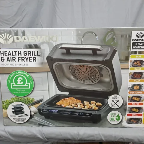 DAEWOO HEALTH GRILL & AIR FRYER – INDOOR & SMOKELESS, BOXED