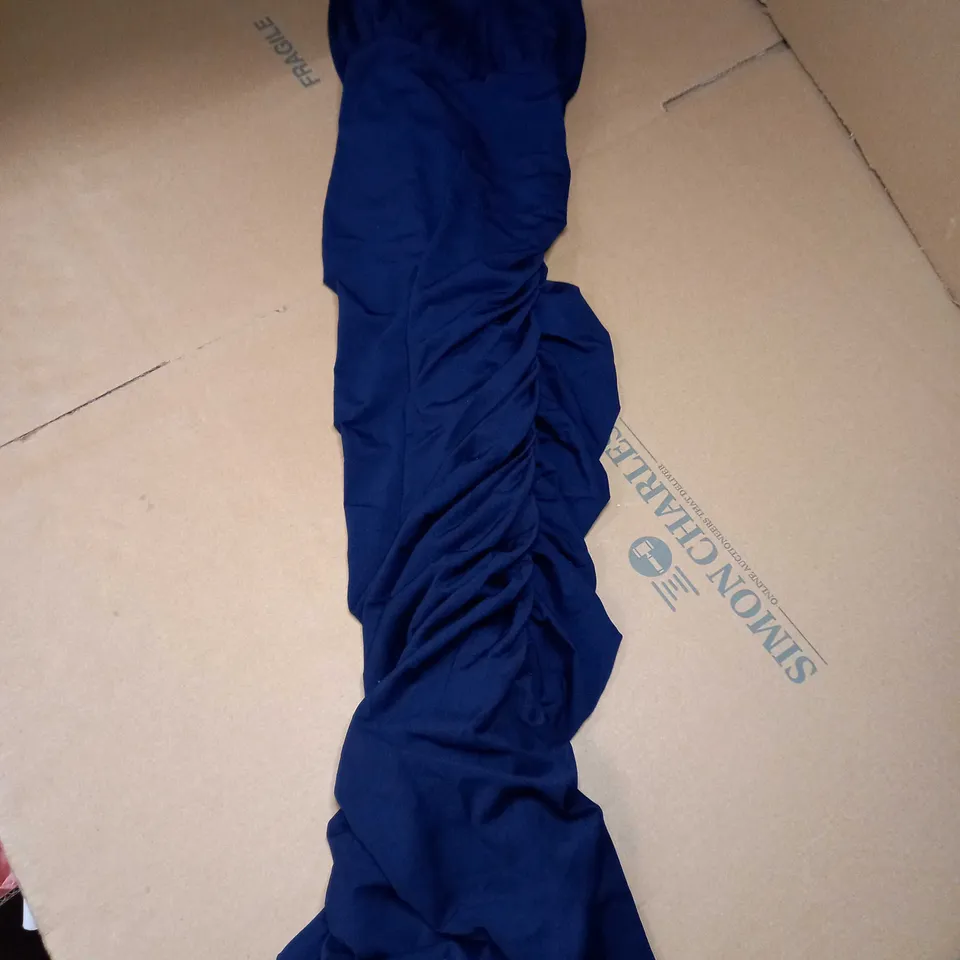 AX PARIS HIGH NECK NAVY RUCHED MAXI DRESS - SIZE 12