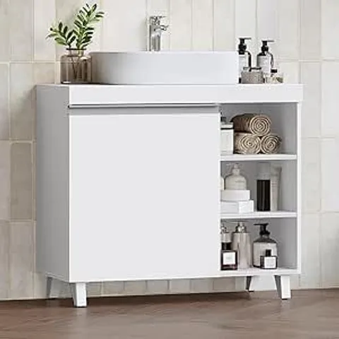BOXED HZUANERI UNDER SINK BATHROOM CABINET, BATHROOM VANITY UNIT WITH DOORS (1 BOX)