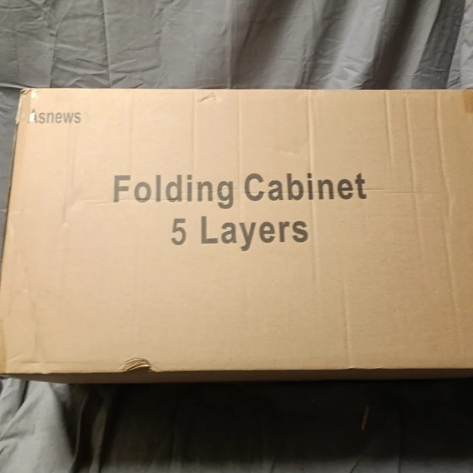 FOLDING CABINET 5-LAYER STORAGE SHELVING UNIT – BOXED (WHITE)