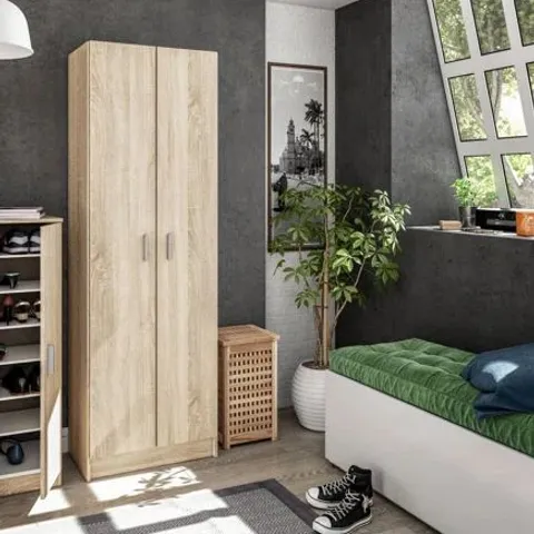 BOXED CASSADIE 2 DOOR WARDROBE FINISH: BROWN