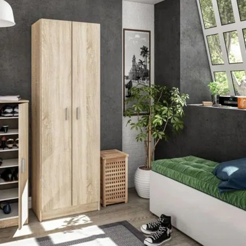 BOXED CASSADIE 2 DOOR WARDROBE FINISH: BROWN