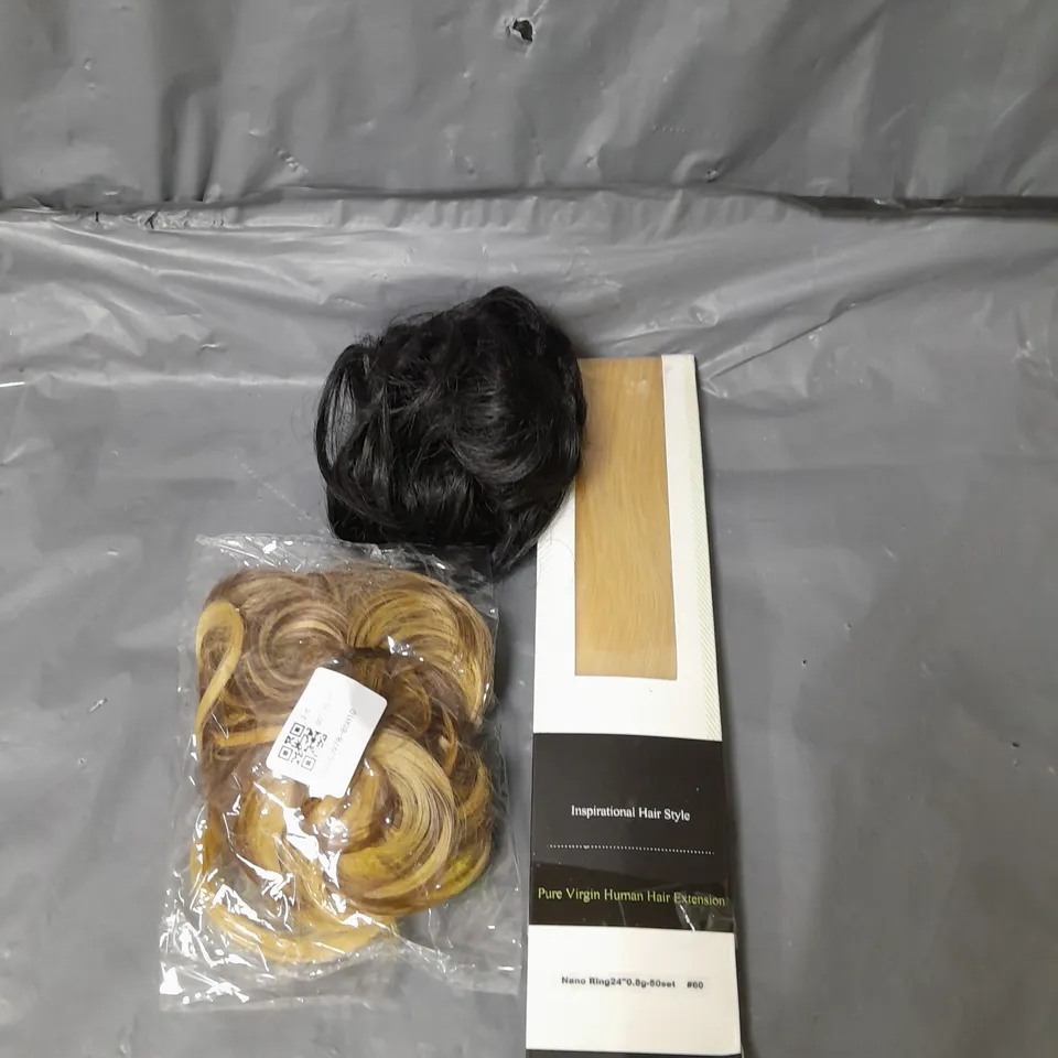 APPROXIMATELY 20 HAIR PIECES ASSORTED COLOURS AND STYLES