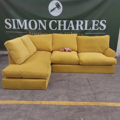 QUALITY DESIGNER YELLOW VELVET CORNER SOFA