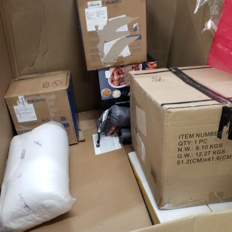 PALLET OF ASSORTED PRODUCTS INCLUDING AUTOMATIC LITTER BOX, DUAL BASKET AIR FRYER, TOILET SURROUND RAIL, MAGNETIC MEMO BOARD