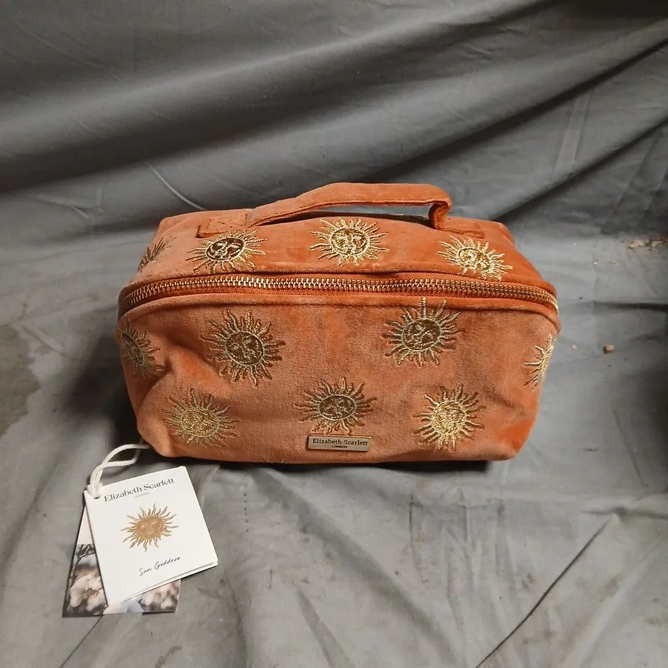 Elizabeth Scarlett Sunburst Embroidered Cosmetic Bag – Orange