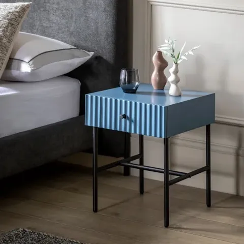 BOXED BAYBRIDGE 1 DRAWER BEDSIDE TABLE - BLUE (1 BOX)