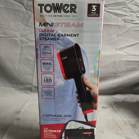 TOWER MINI STEAM 1400W DIGITAL GARMENT STEAMER – BOXED